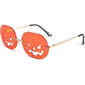 COASION Pumpkin Sunglasses Rimless Halloween Orange UV400 Party Glasses NEW